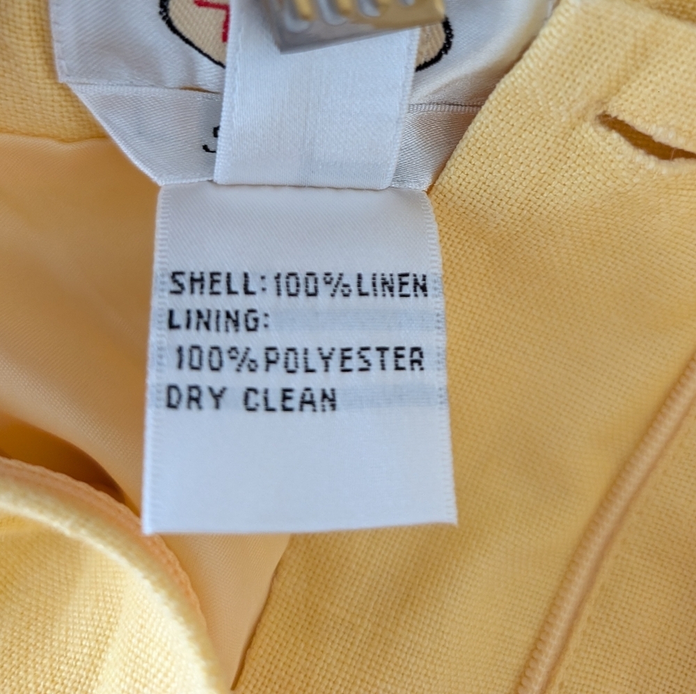 VTG Talbots Irish Linen Butter Yellow Minimalist Classic Crop Style Pants 14 - Picture 6 of 13